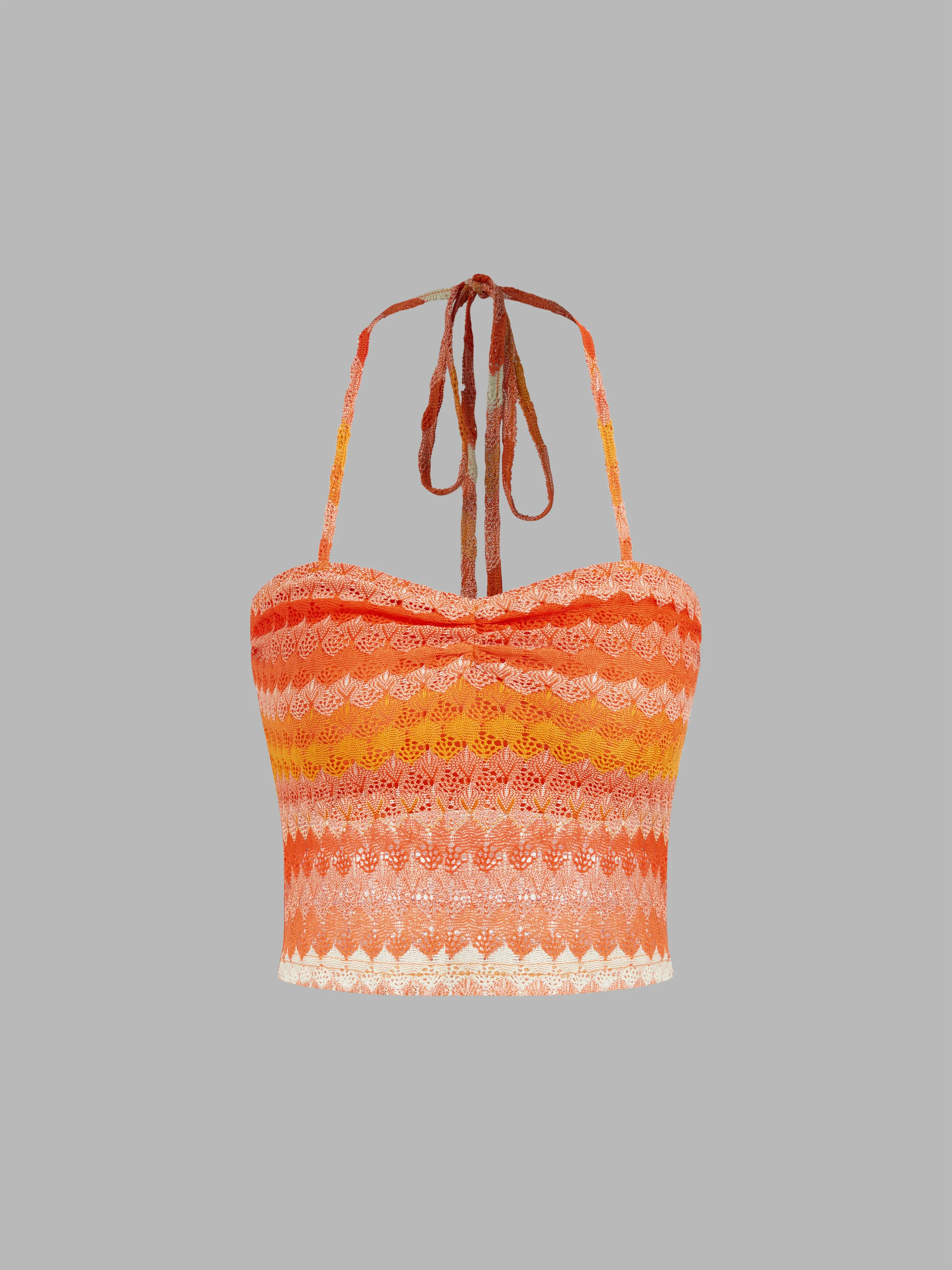 Top Corto Halter con Rayas Fruncido