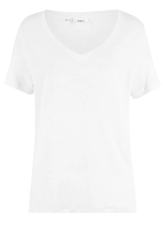 Top de lino con corte holgado Blanco