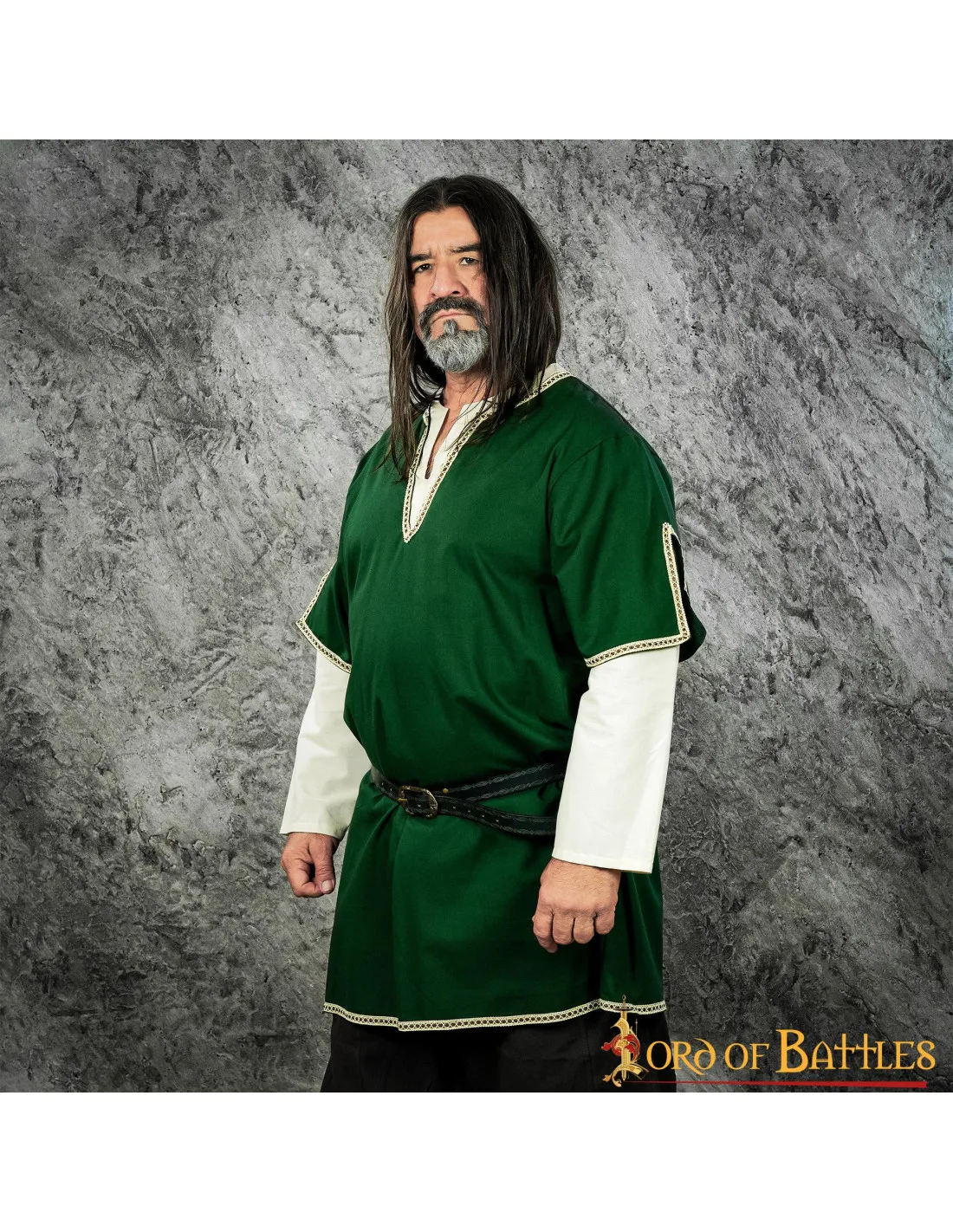TúNICA VIKINGA CON DOBLE MANGA  VERDE