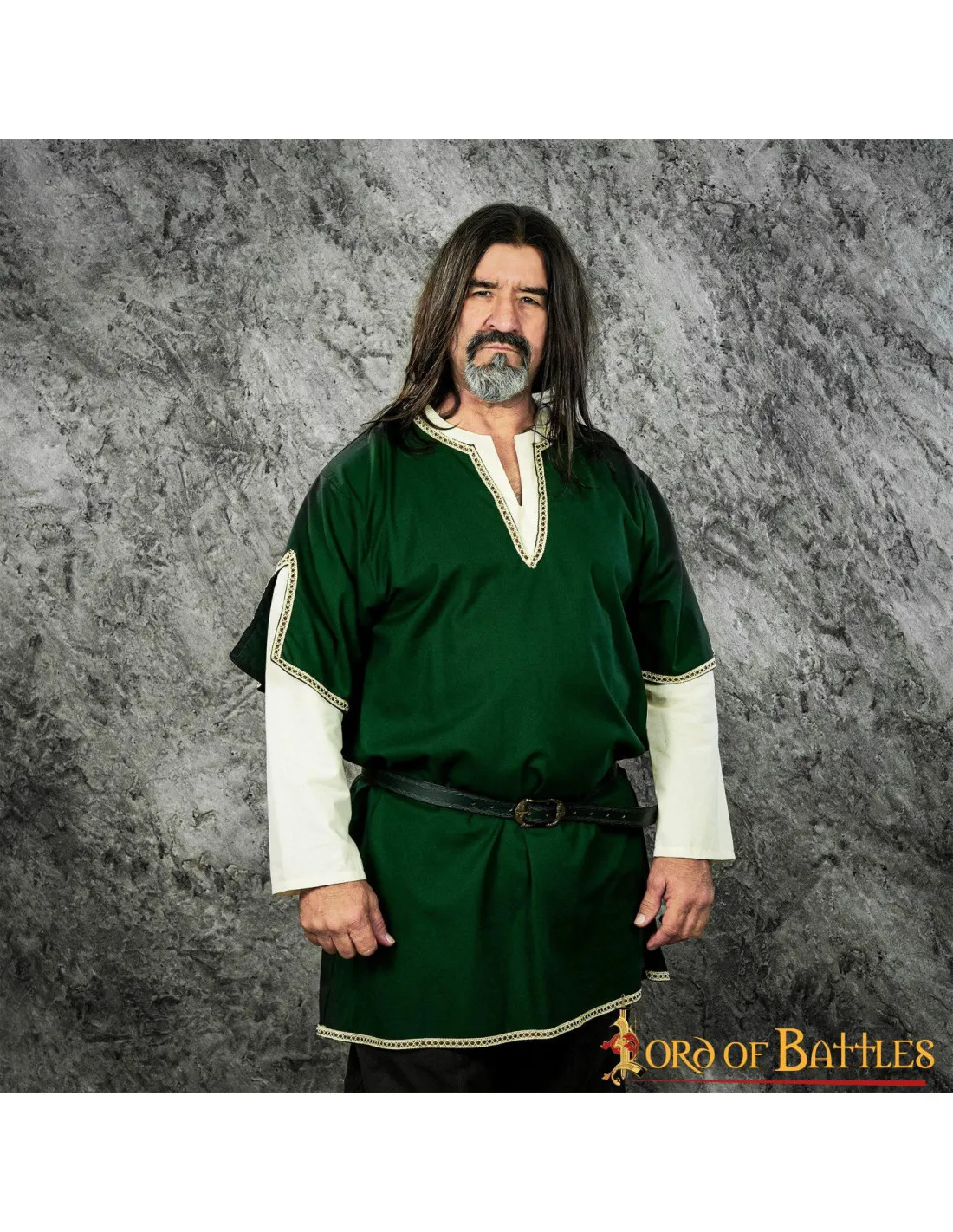 TúNICA VIKINGA CON DOBLE MANGA  VERDE