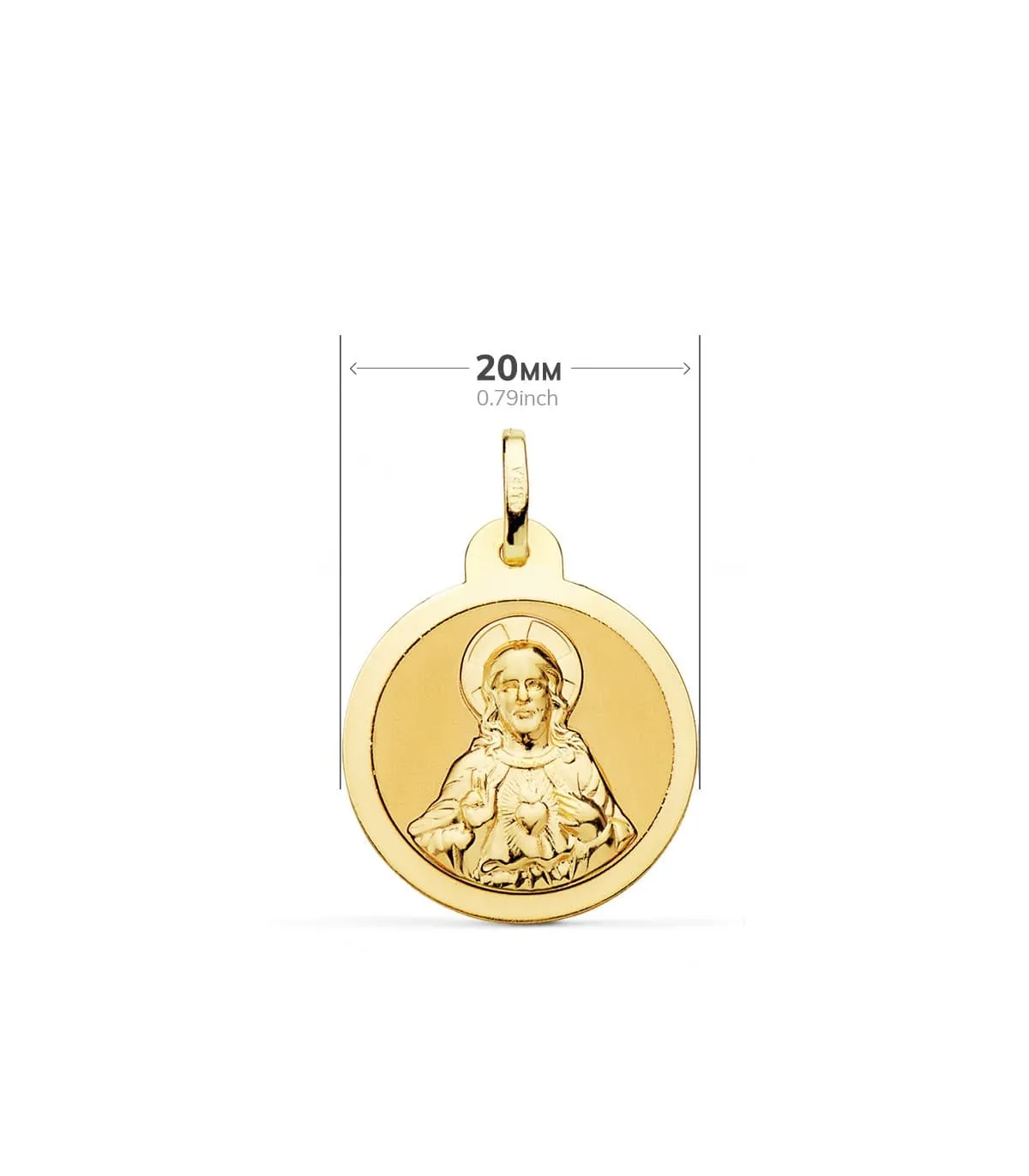 V. Carmel et C. Jésus Or 18K Scapulaire Brillant 20mm