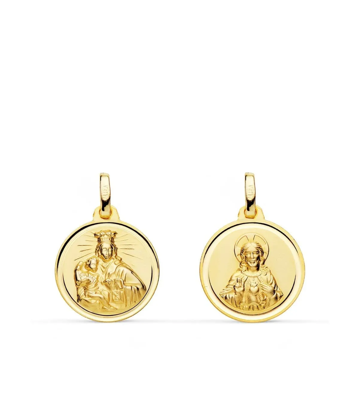 V. du Mont Carmel et C. Jésus Or 18K Scapulaire Biseau 16 mm
