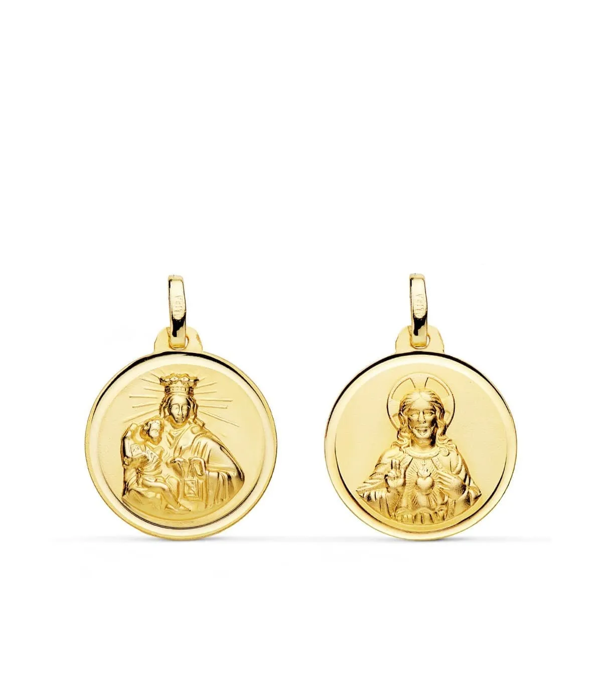 V. du Mont Carmel et C. Jésus Or 18K Scapulaire Biseau 18 mm