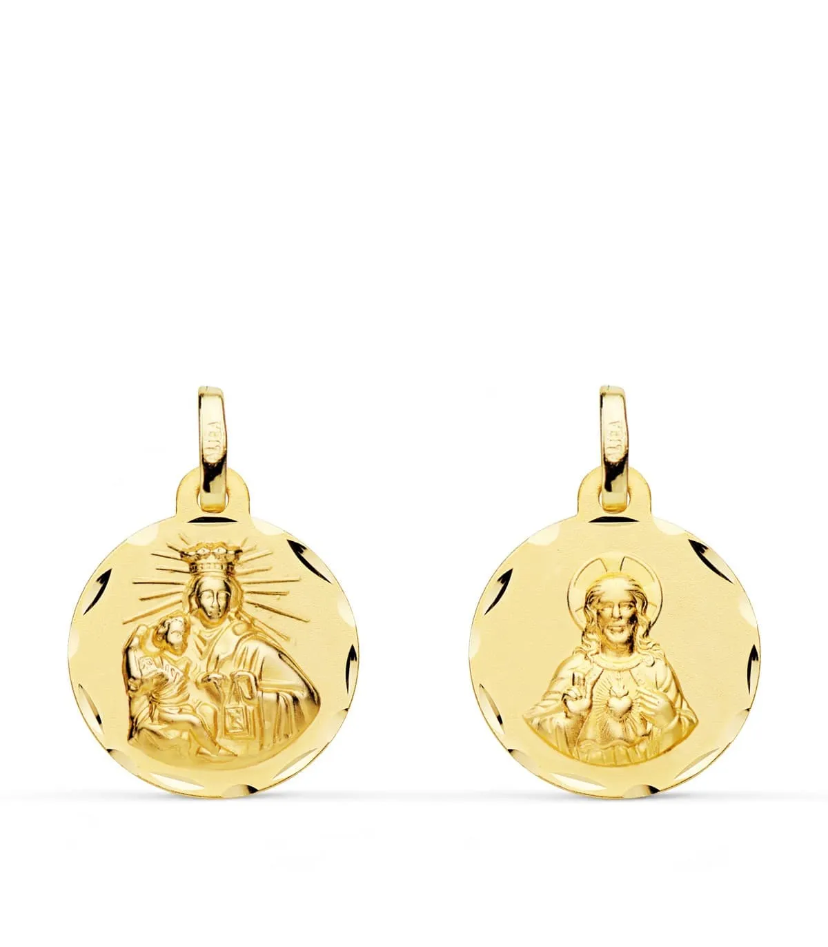 V. du Mont Carmel et C. Jésus Or 18K Scapulaire Sculptée 16 mm