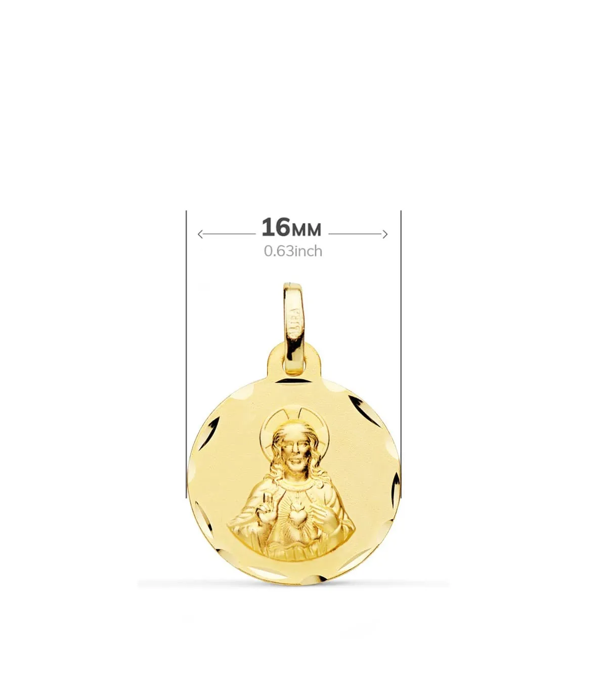 V. du Mont Carmel et C. Jésus Or 18K Scapulaire Sculptée 16 mm