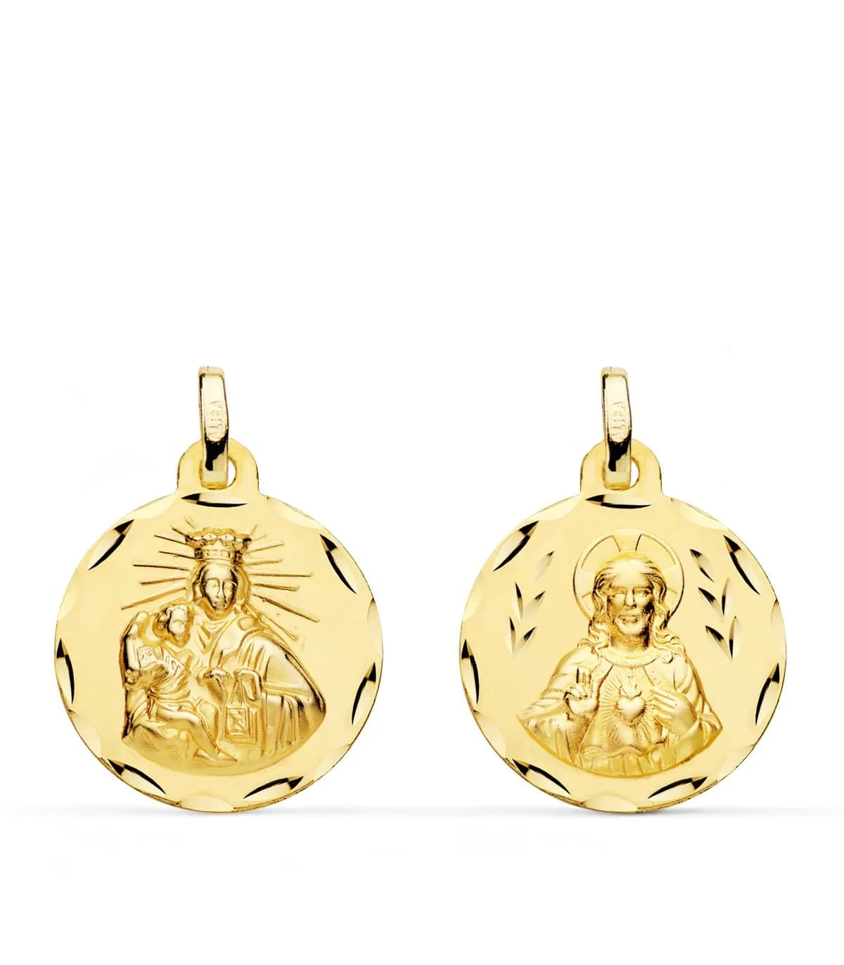 V. du Mont Carmel et C. Jésus Or 18K Scapulaire Sculptée 18mm