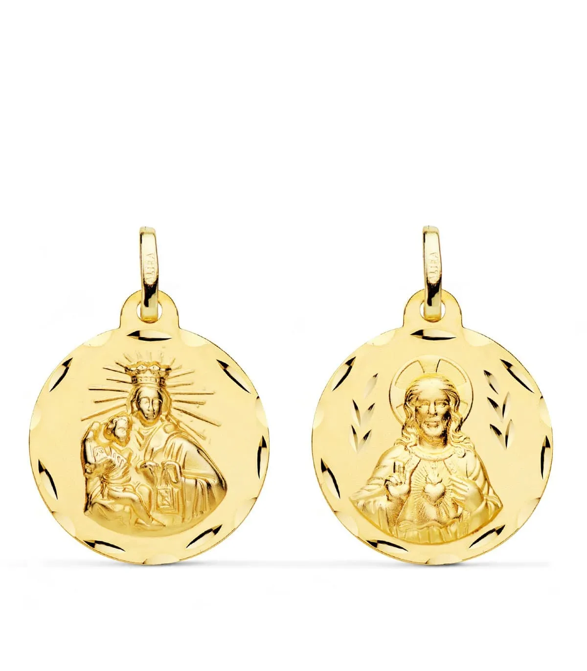 V. du Mont Carmel et C. Jésus Or 18K Scapulaire Sculptée 20mm