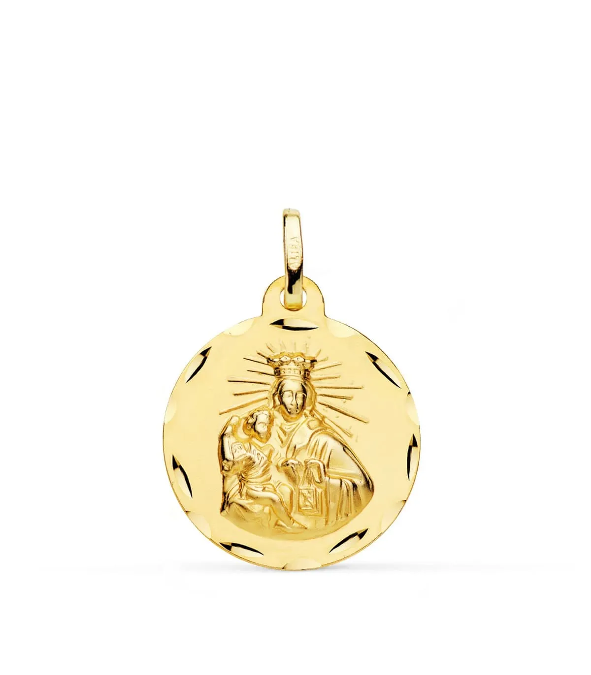 V. du Mont Carmel et C. Jésus Or 18K Scapulaire Sculptée 20mm