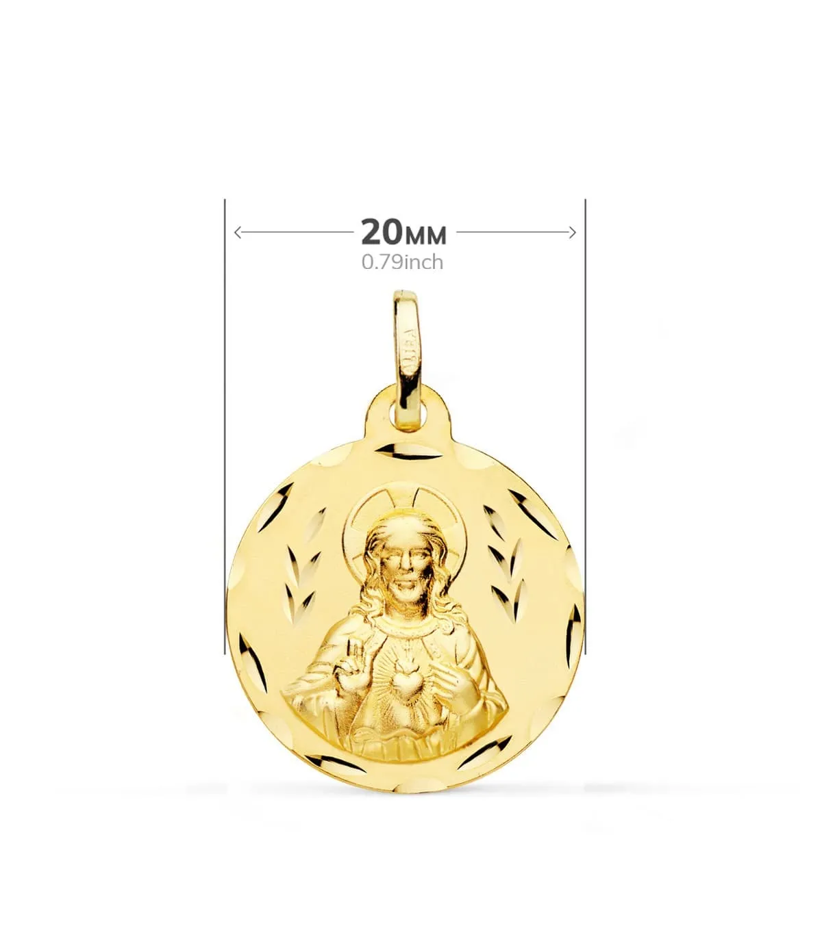 V. du Mont Carmel et C. Jésus Or 18K Scapulaire Sculptée 20mm