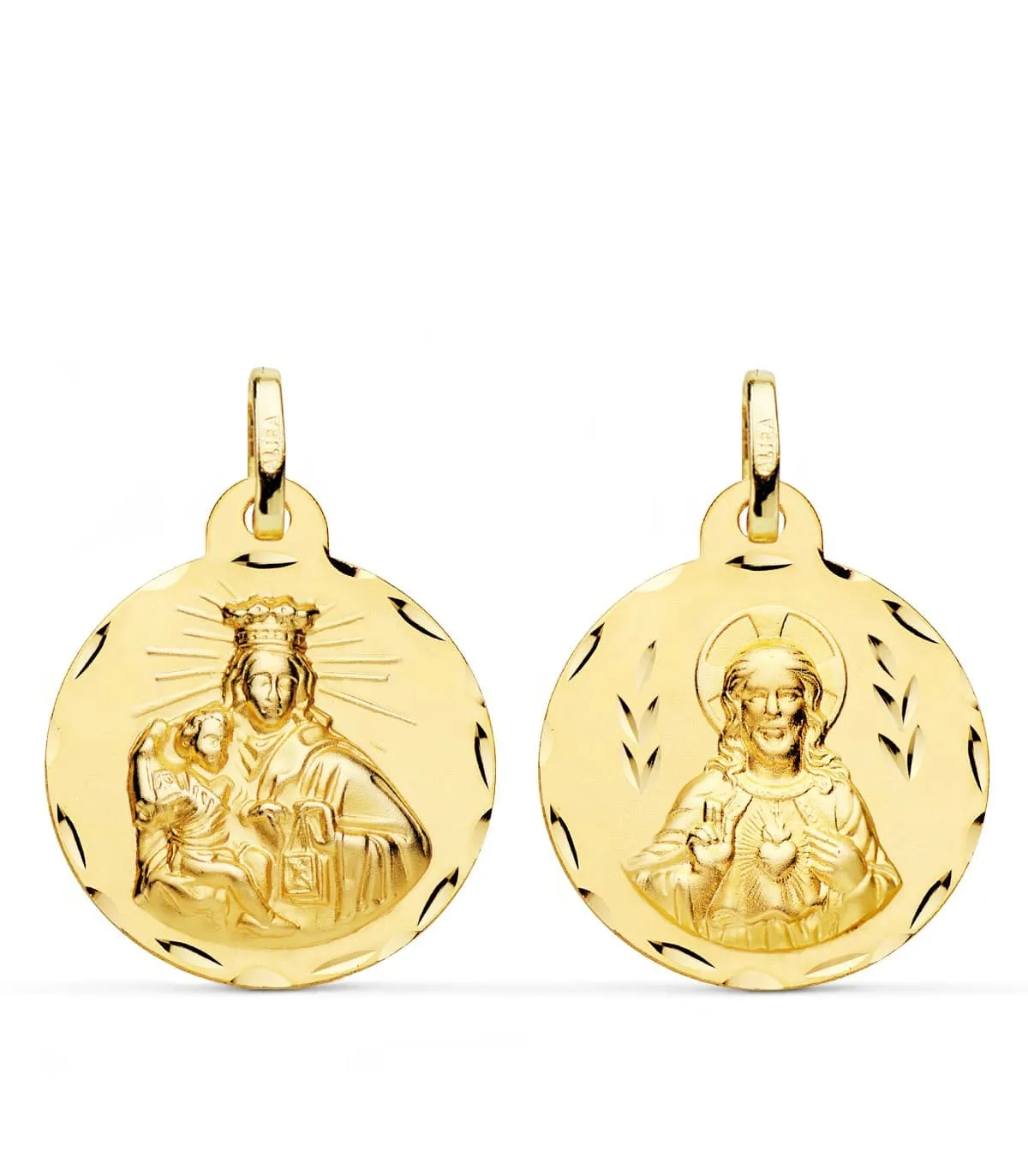 V. du Mont Carmel et C. Jésus Or 18K Scapulaire Sculptée 22mm