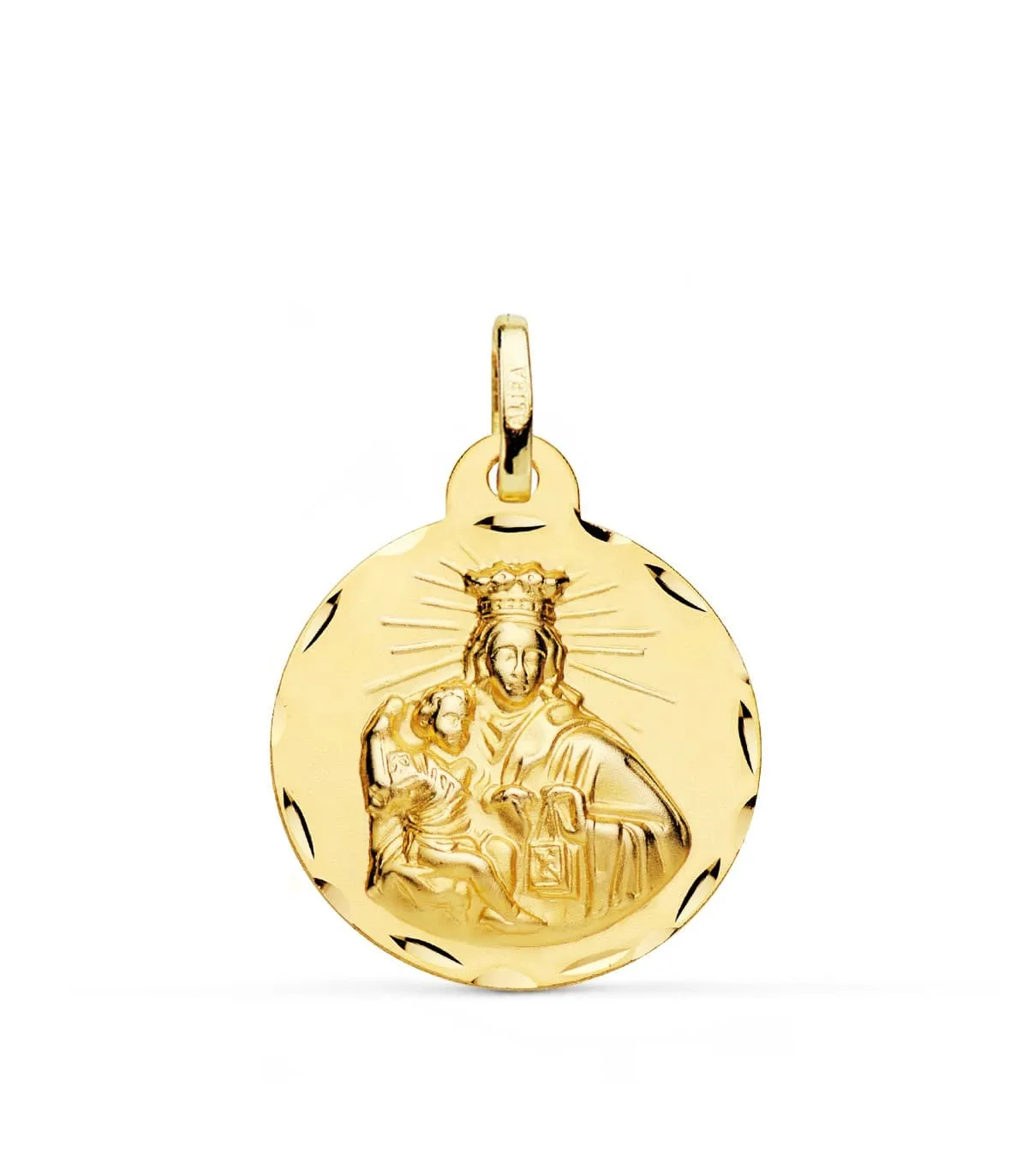 V. du Mont Carmel et C. Jésus Or 18K Scapulaire Sculptée 22mm