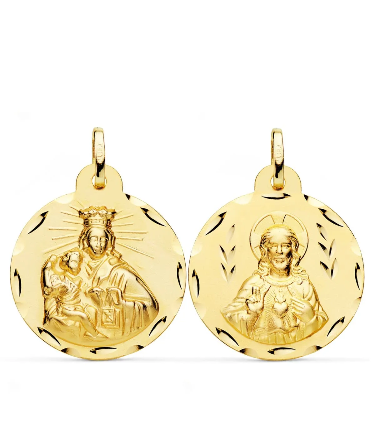 V. du Mont Carmel et C. Jésus Or 18K Scapulaire Sculptée 24mm