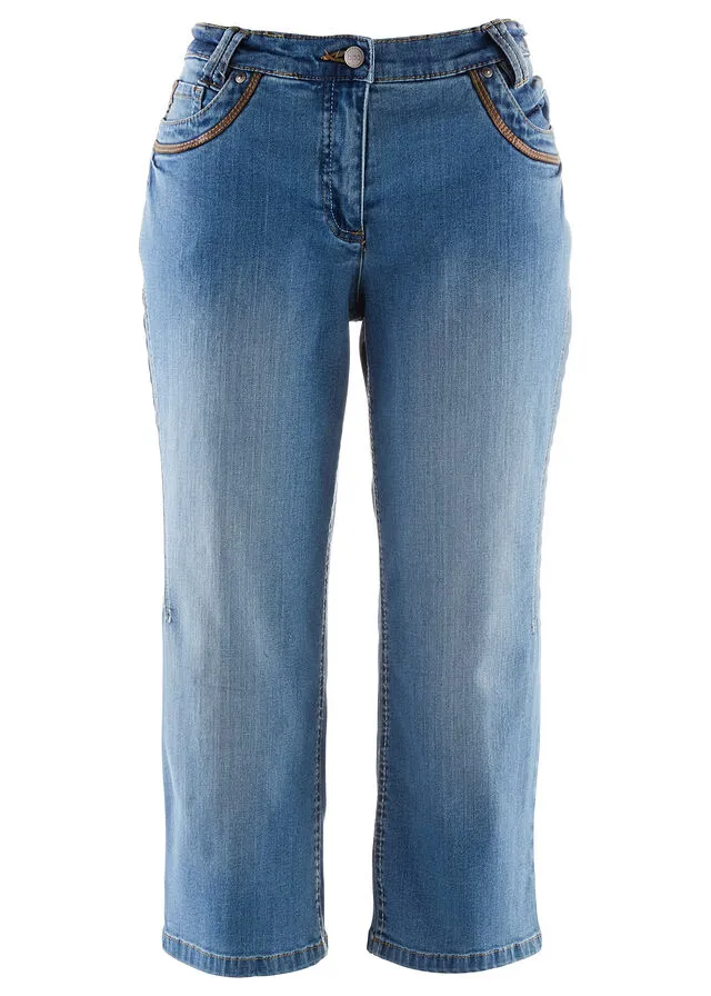 Vaqueros de algodón con talle medio y corte slim Azul piedra
