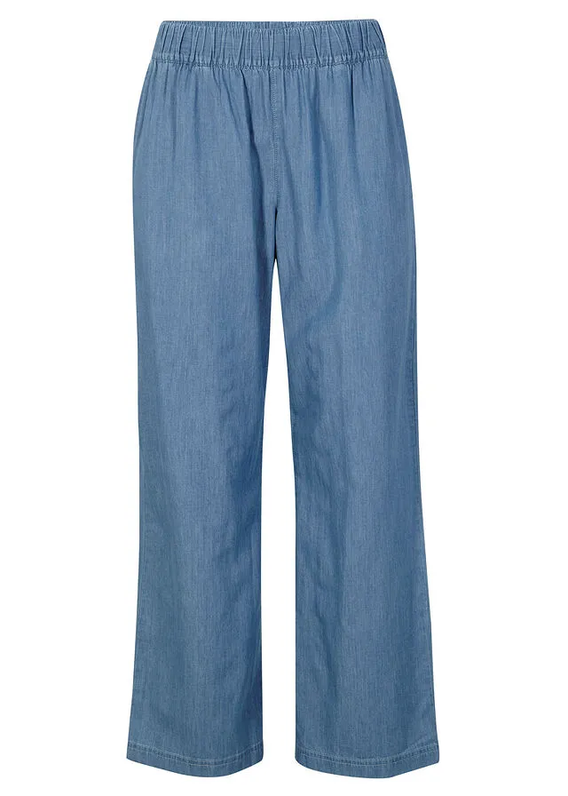 Vaqueros ligeros con cinturilla cómoda y corte holgado Denim claro
