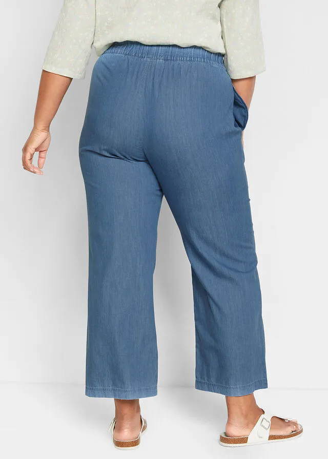 Vaqueros ligeros con cinturilla cómoda y corte holgado Denim claro
