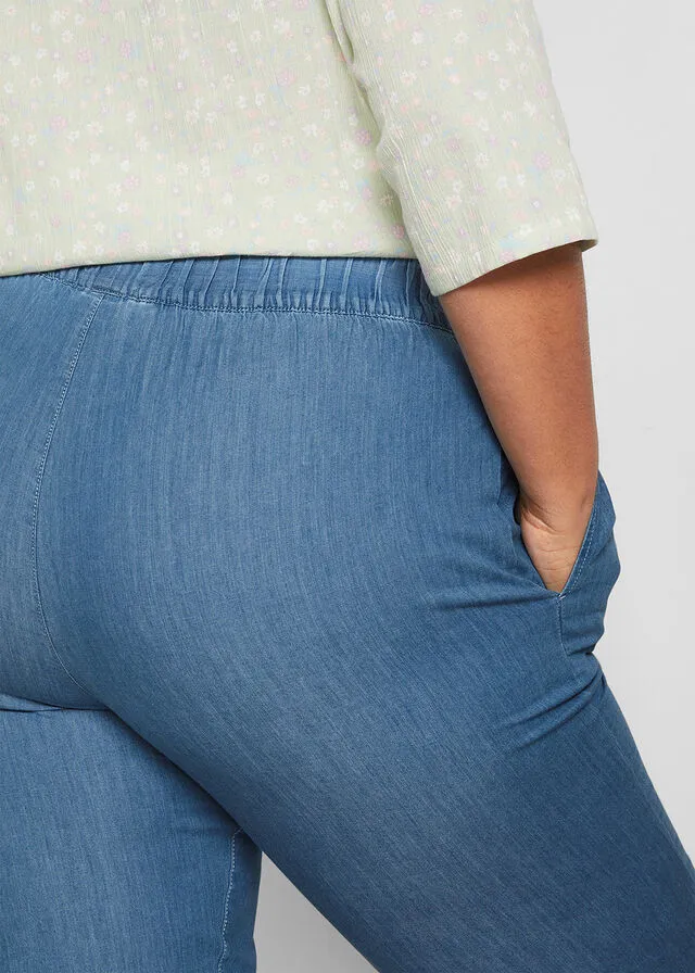 Vaqueros ligeros con cinturilla cómoda y corte holgado Denim claro