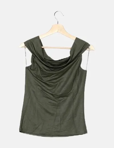 Vero Moda Camiseta verde cuello barco