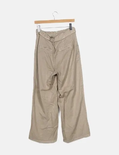 Vero Moda Pantalón marrón cinturón