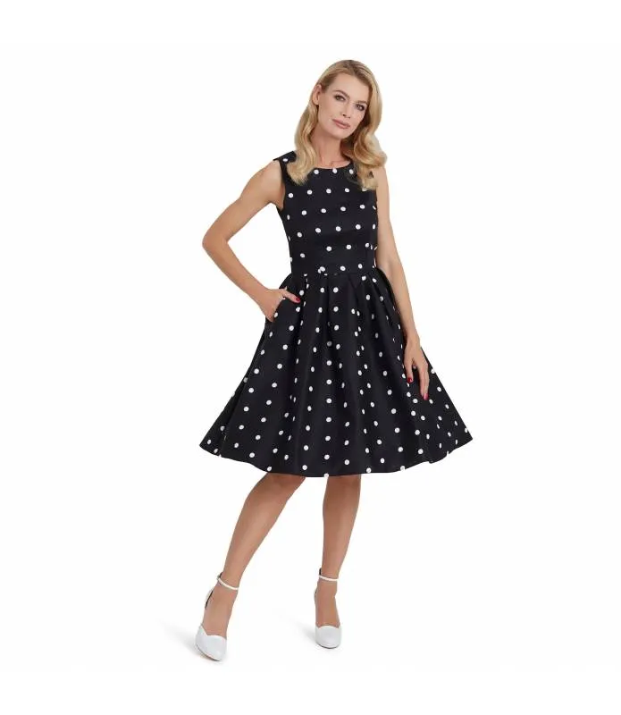 VESTIDO ANNIE RETRO NEGRO CON LUNARES BLANCOS DOLLY & DOTTY S90518