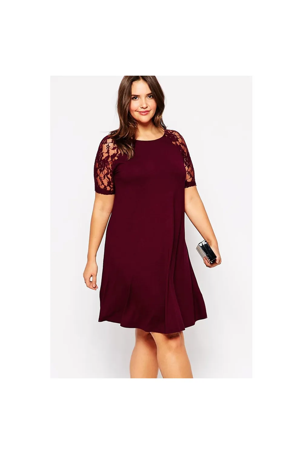 Vestido ciruela claro con manga corta