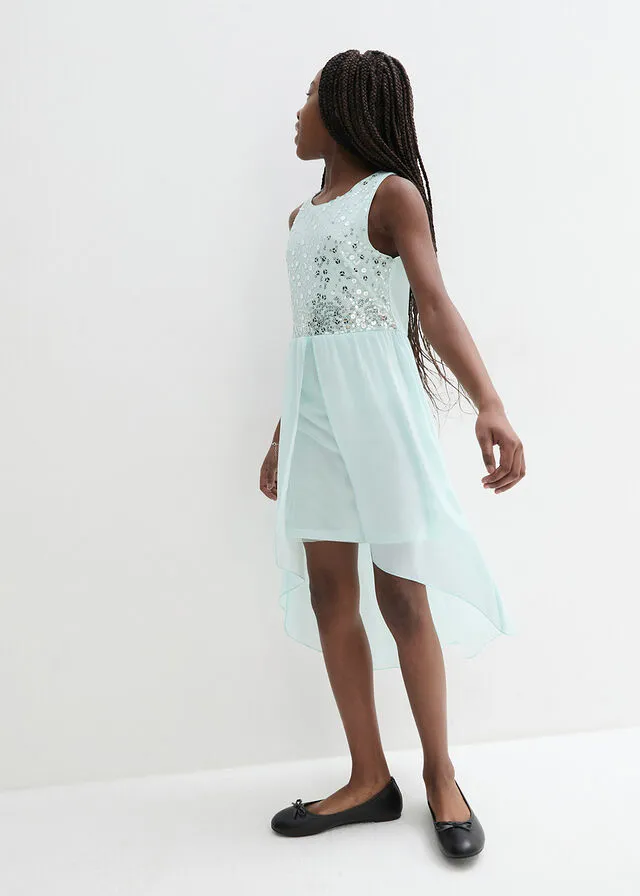 Vestido de fiesta para niñas con cola de tul Menta pastel