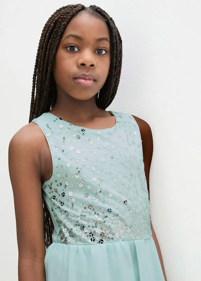 Vestido de fiesta para niñas con cola de tul Menta pastel
