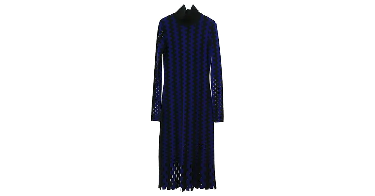 Vestido de punto a cuadros de Diane Von Furstenberg Azul 