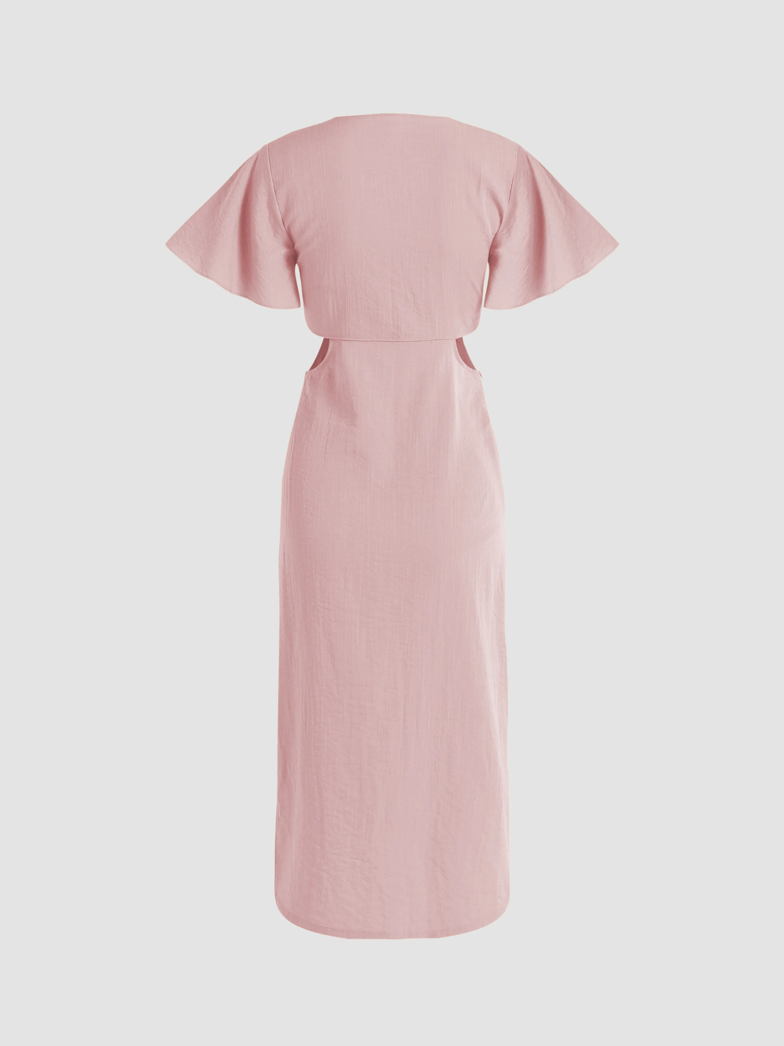Vestido Midi con Lazo y Corte Unicolor