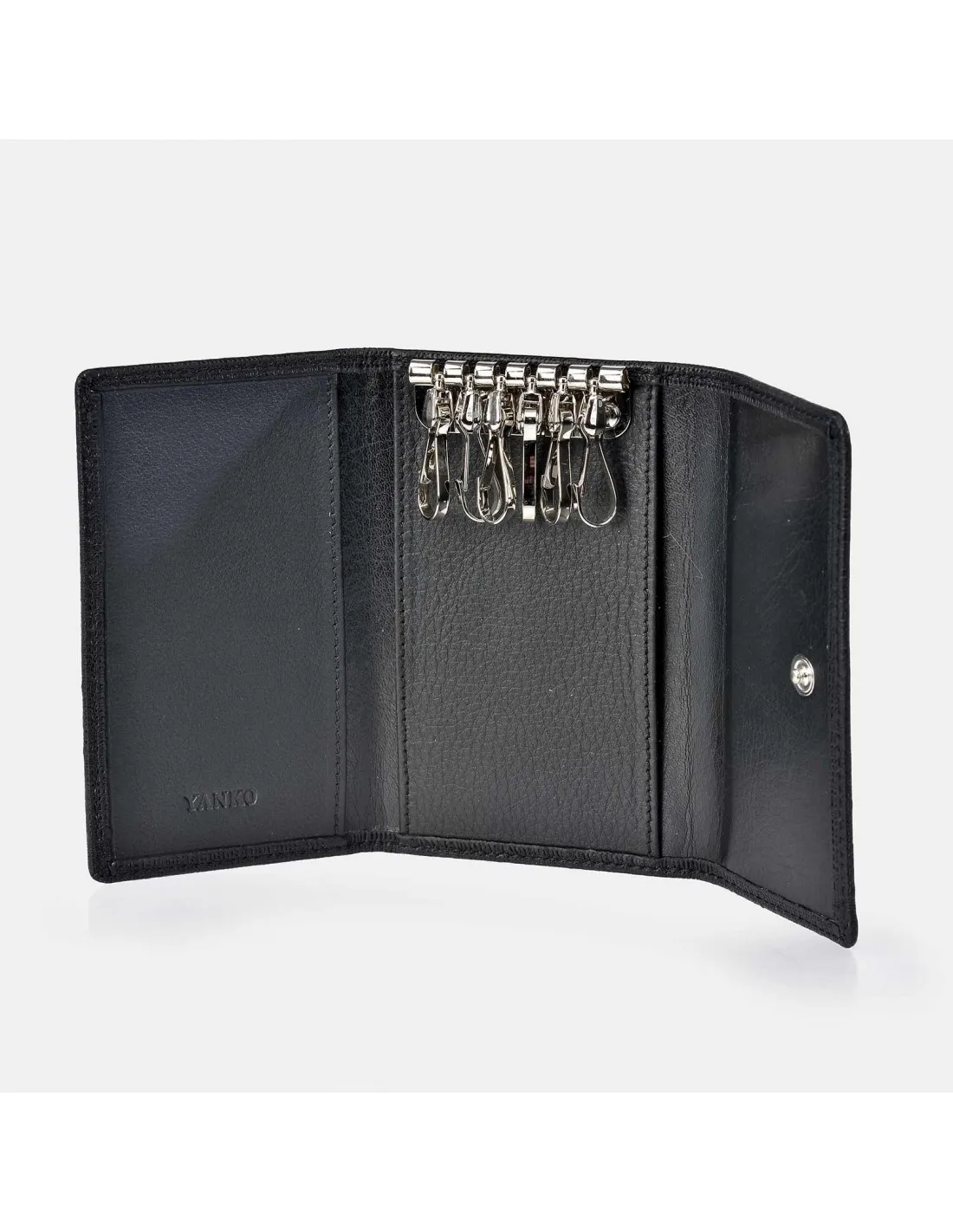 YANKO Llavero de piel para hombre color marrón con estuche