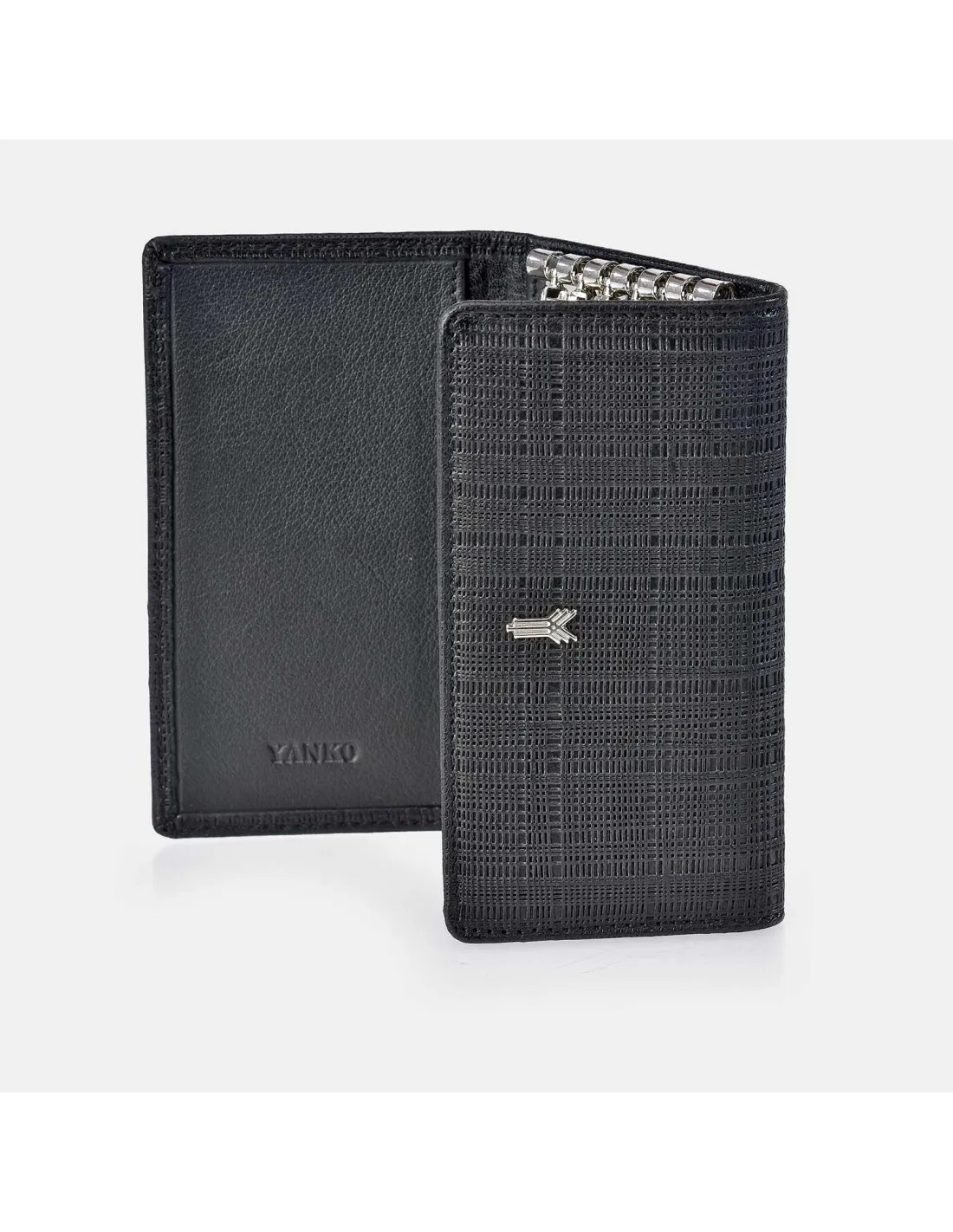YANKO Llavero de piel para hombre color marrón con estuche