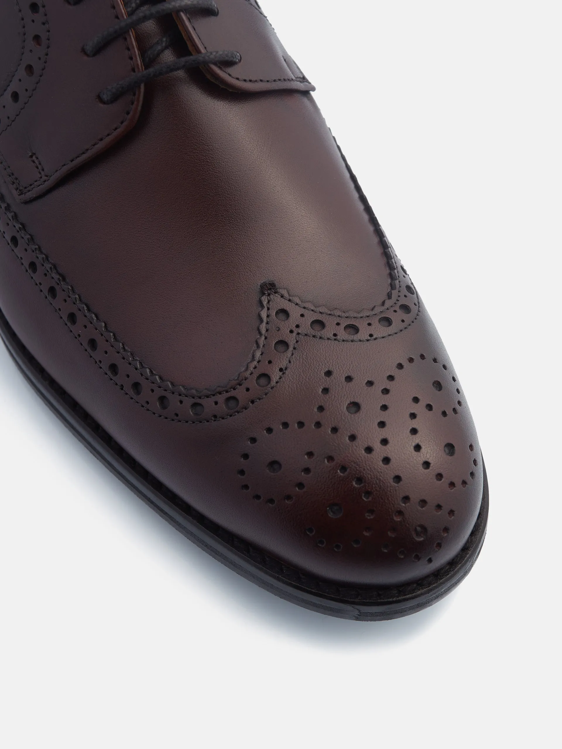 Zapato clasico piel perforado burdeos