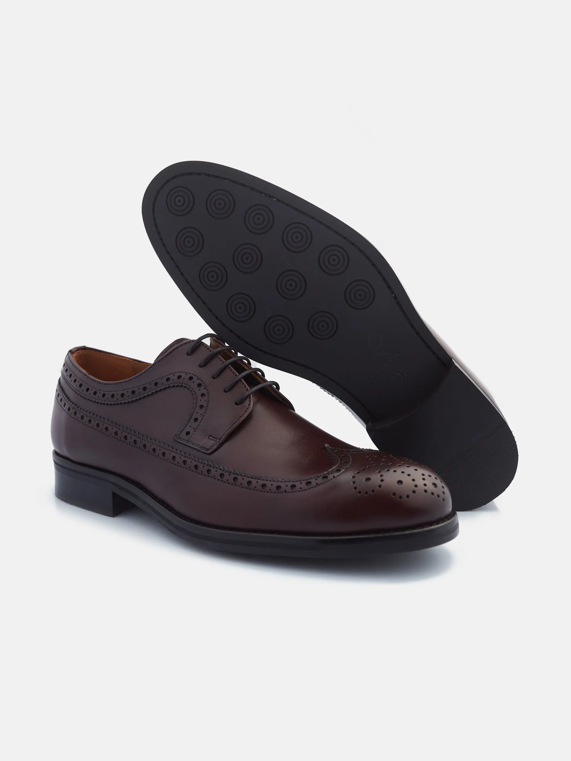 Zapato clasico piel perforado burdeos