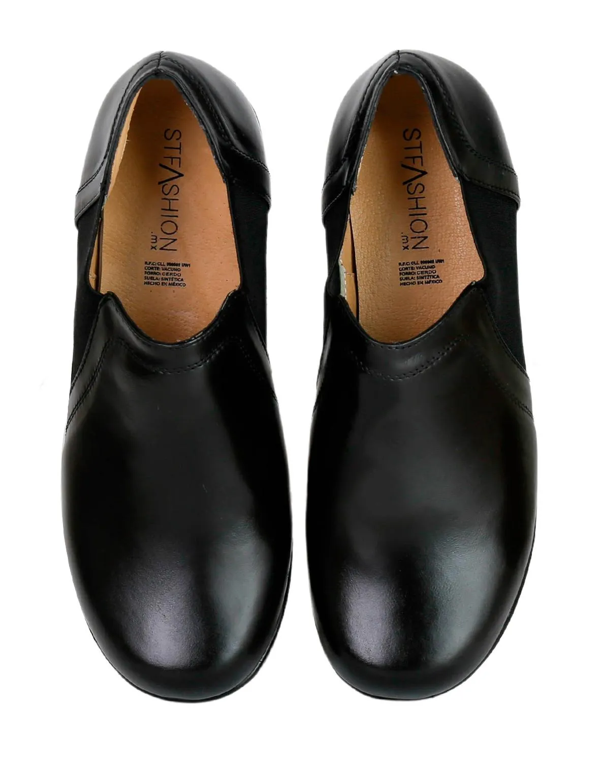 Zapato Mujer Confort Piso Negro Piel Lady Look 01302203